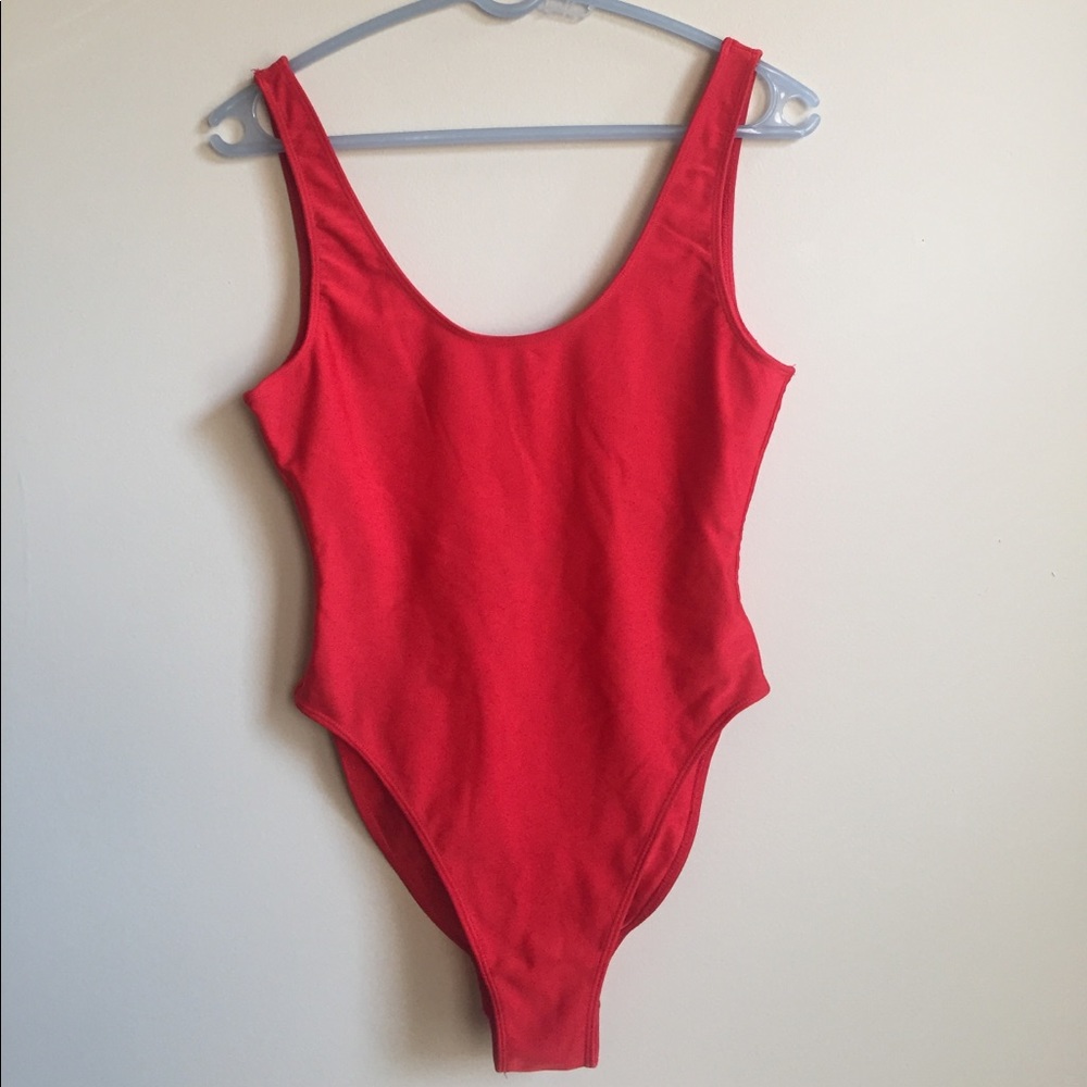 American Apparel red high cut one piece swimsuit